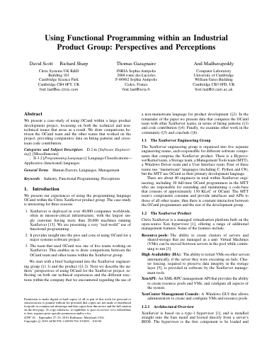 First page of the XenServer OCaml experience report